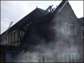 The roof of the Buckinghamshire house was destroyed