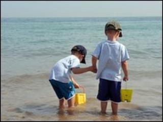 Children at a beach