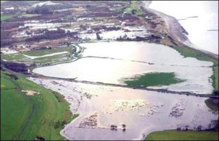 Flooding on the A499 at Penrhos just outside Pwllheli