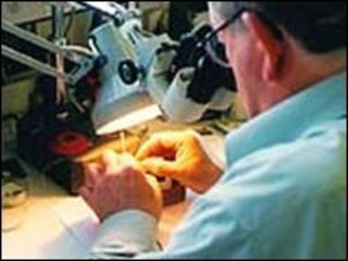 Man making medical equipment