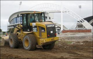 Workers flattening earth by the Athlone Stadium for the car park