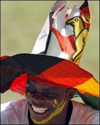 A football fan before a friendly match between Brazil and Zimbabwe in Harare, 2 June 2010