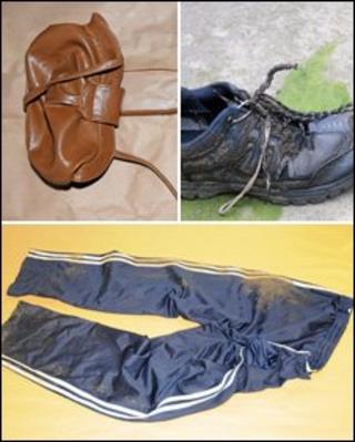The handbag, trainer and tracksuit bottoms found in Porthmadog