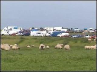 The encampment on land near Dale on Sunday