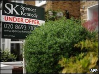 Estate agent's sign outside a house