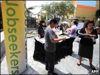 Job seekers at the annual Orange County Job Fair in California