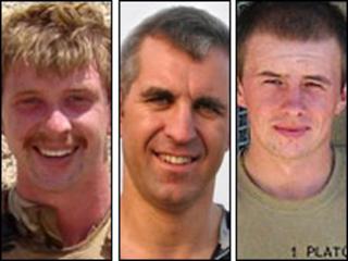 Lance Bombardier Matthew Hatton, Captain Mark Hale and Rifleman Daniel Wild