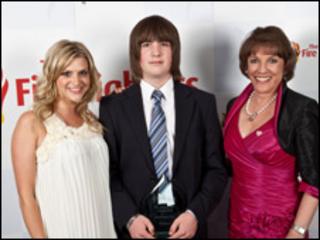 Tyler Holpin with Anna Williamson and Esther Rantzen
