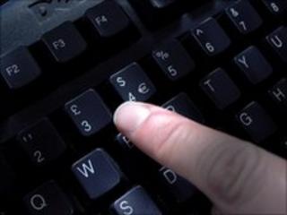 Finger on keyboard