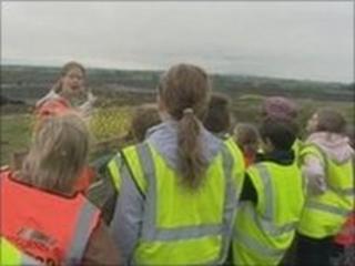 Children at viewing platform
