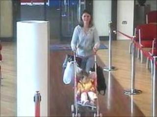 Police believe this CCTV footage is Lucy Anderson with Sophie at the ferry terminal