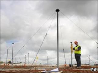 Derek McKay checks some of the 96 radio antennae installed for a new telescope at the Chilbolton Observatory. Chris Ison/PA Wire