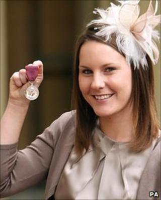 Kerry Shepherd with her husband's George Medal