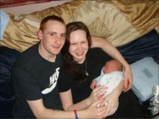 Corey and mum Kirsty Bates, pictured with partner Rob McPhearson, are doing well