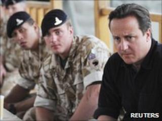 David Cameron with UK troops in Afghanistan