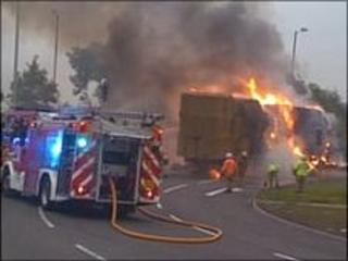 The A5 lorry fire