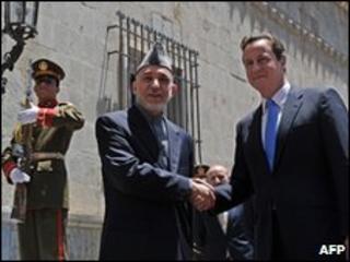 Hamid Karzai and David Cameron