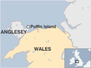 Map showing location of Puffin Island