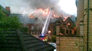 fire fighters tackle blaze