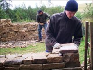 Trainee dry-stone wallers