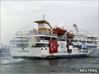 The Mavi Marmara leaving Istanbul, bound for Gaza (22 May 2010)