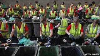 Rubbish is sorted at Glastonbury in 2009
