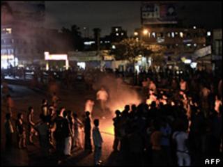 Bangladesh football fans protesting against a power cut in Dhaka during World Cup match
