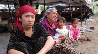 Family shelter in a refugee camp in Uzbekistan