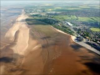 Salt marsh on Cleethorpes beach
