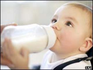 Baby drinking from bottle