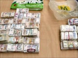Cash seized during the investigation