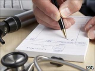 GP writing a prescription