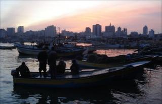 Fishing boats in Gaza City's harbour