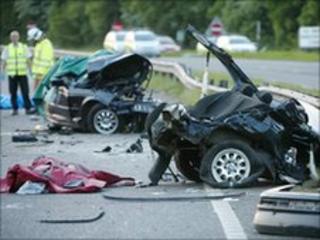 Aftermath of a road crash