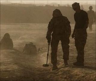 British troops search for makeshift bombs in Helmand