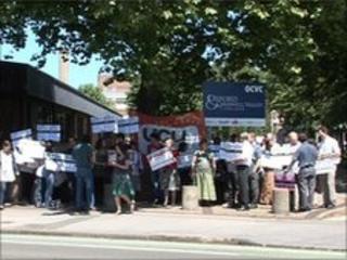 Protesters outside Oxford and Cherwell Valley College