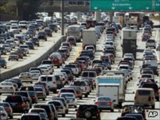 A traffic jam in California
