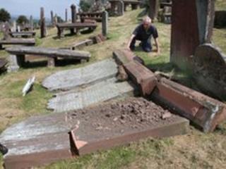 Graveyard vandals