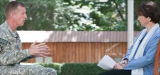 Gen Stanley McChrystal with the BBC's Lyse Doucet