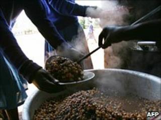 School children getting a meal in Kenya