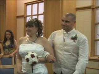 Anthony Booth and his sister Angela on her wedding day
