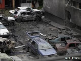 Bomb blast site in Bugojno