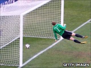 England's second goal which was disallowed