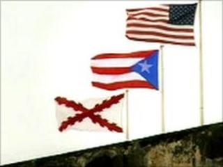 Flags fluttering in Puerto Rico