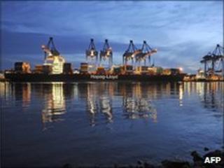 Container ship of German shipping company Hapag-Lloyd
