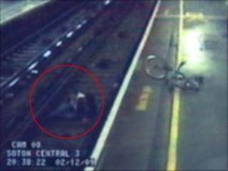CCTV of Love on the track at Southampton