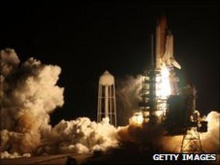 Space shuttle Discovery blasts off in April 2010