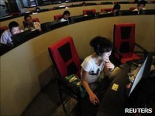 Internet users at an internet cafe in Hefei, Anhui province, on 8 June 2010
