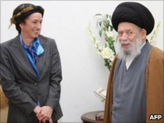 Frances Guy with late Ayatollah Fadlallah in Beirut (November 2008)
