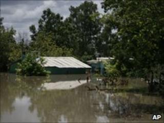 Flooded houses in northeastern Mexico